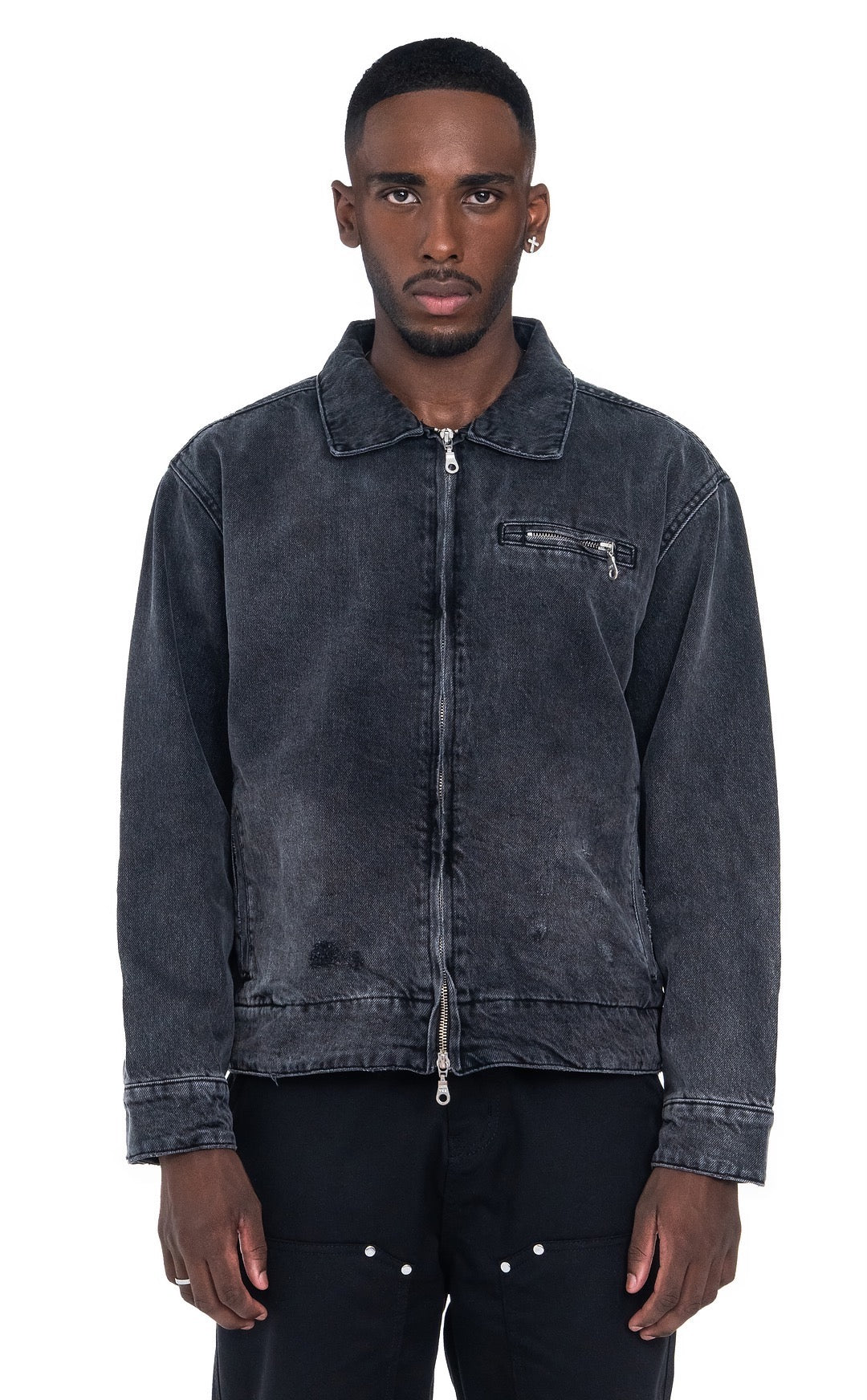 Distressed Denim Work Jacket