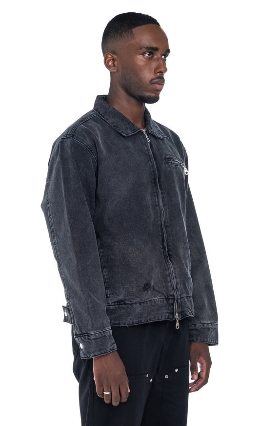 Distressed Denim Work Jacket